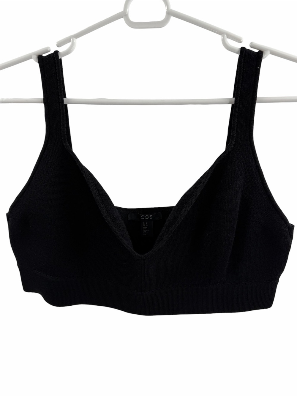 COS Merino Wool Mix Strap Detail Bralette In Black Heavy Knit Size Small